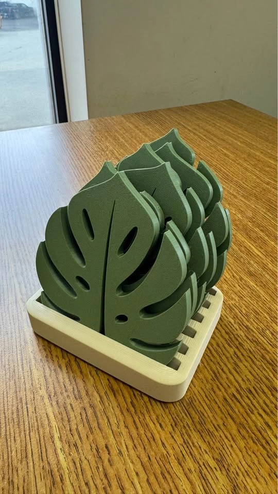 Monstera Leaf Coaster Set with Holder - photo 2