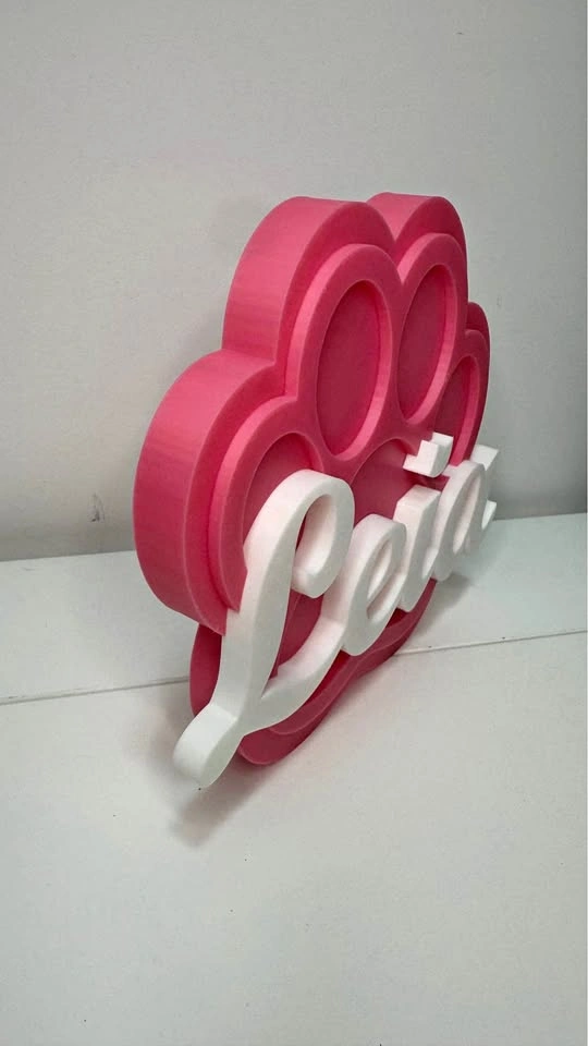 Custom 3D Printed Paw Print Name Sign