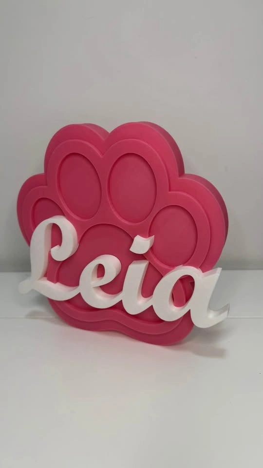 Custom 3D Printed Paw Print Name Sign - photo 3