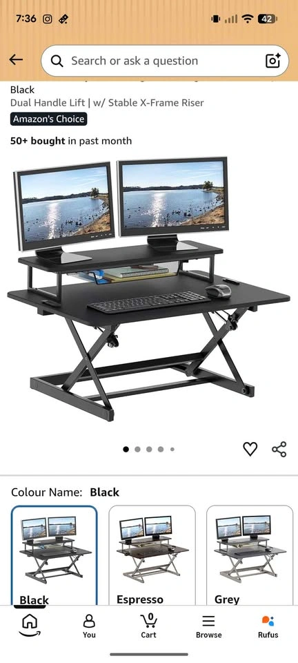 SHW 36-Inch Adjustable Height Standing Desk Converter - photo 4