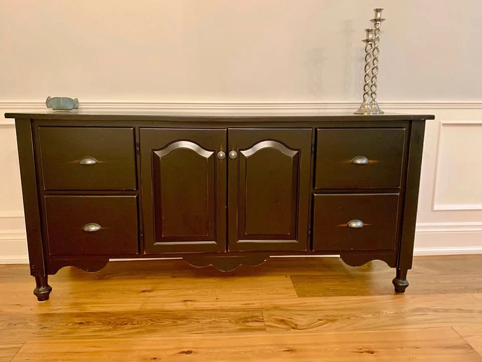 Black Distressed Wood Sideboard Buffet