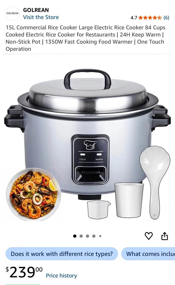 15L Commercial Rice Cooker 84 Cups for Restaurants