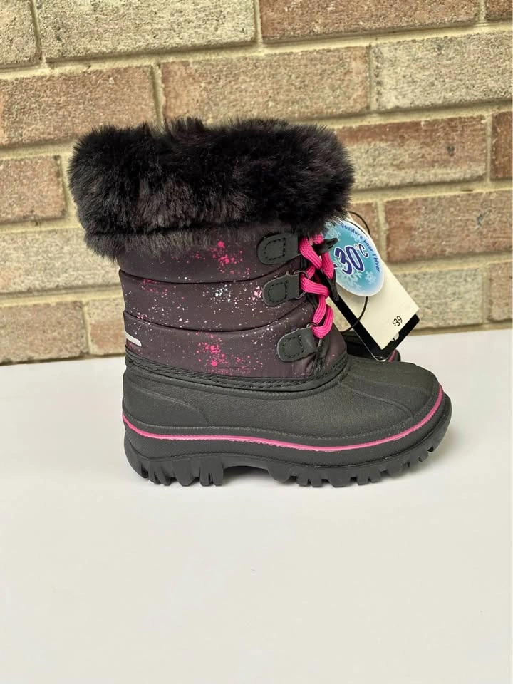 Toddler Girls Size 7T Winter Boots with Faux Fur Trim -30°C