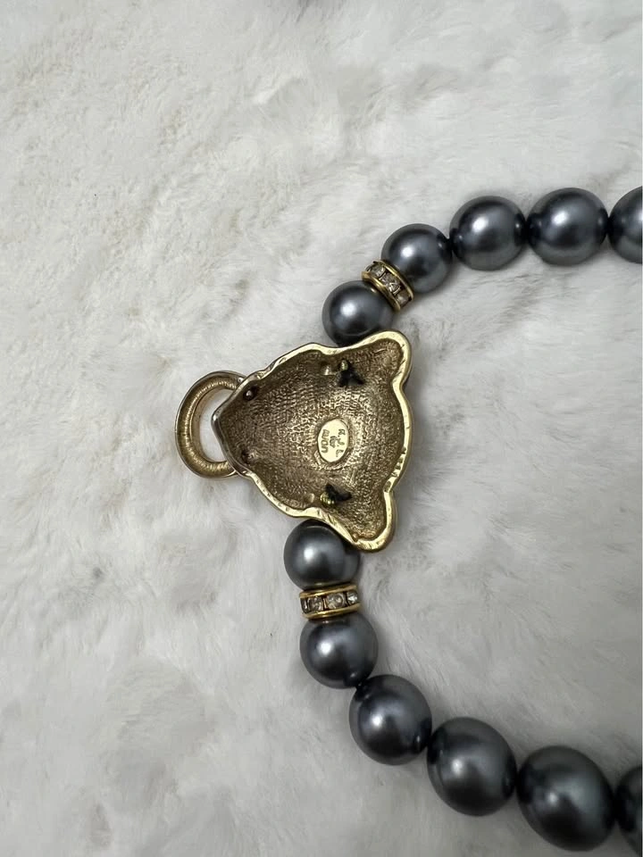 Vintage KJL for Avon Panther Black Pearl Necklace - photo 3