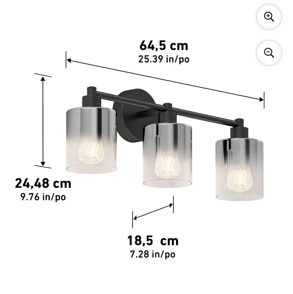 Artika Haze Modern 3-Light Bathroom Vanity Light – Black Glass - photo 4