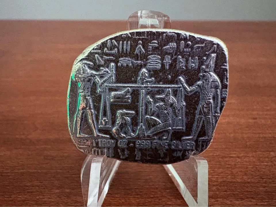 1 oz .999 fine silver bullion Egyptian relic bar image indicator(3)