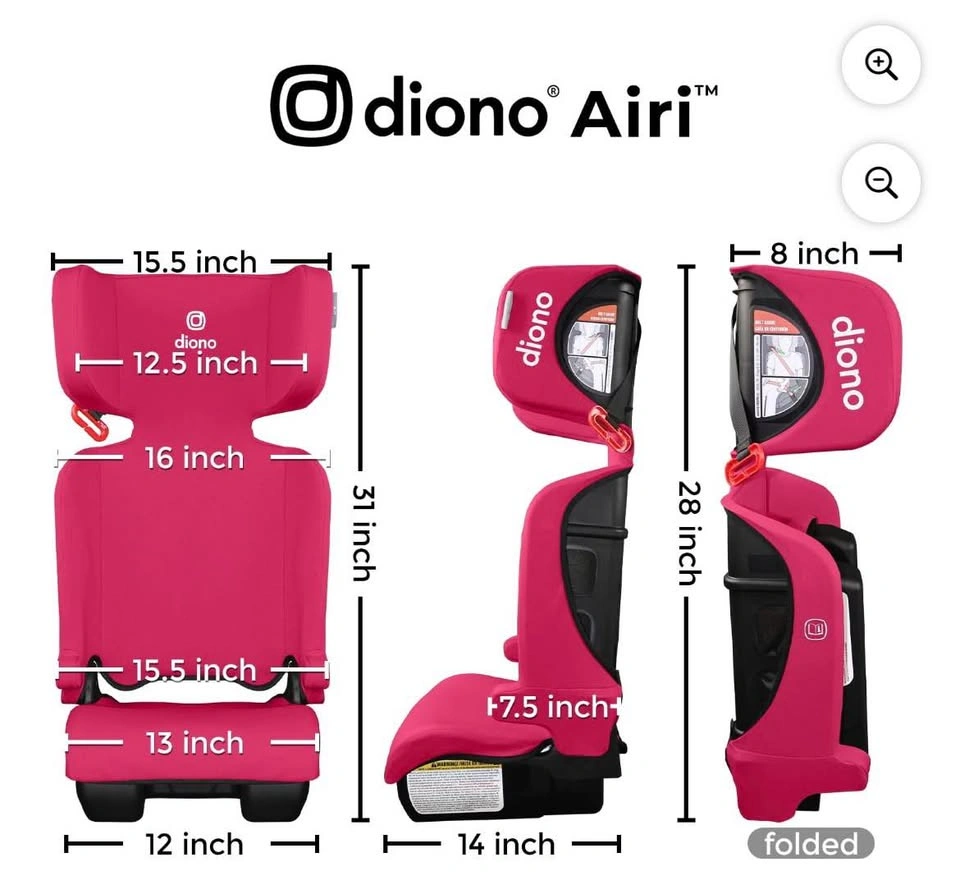 New Open Box Diono Airi High Back Booster Car Seat – Pink - photo 3