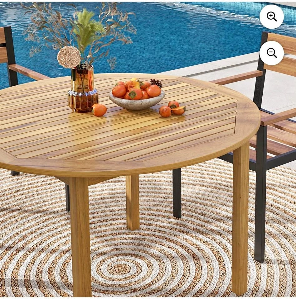 Costway Acacia Wood Round Patio Dining Table - Open Box