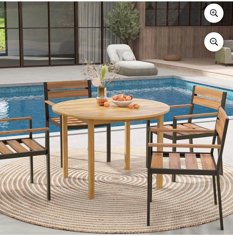 Costway Acacia Wood Round Patio Dining Table - Open Box - photo 2