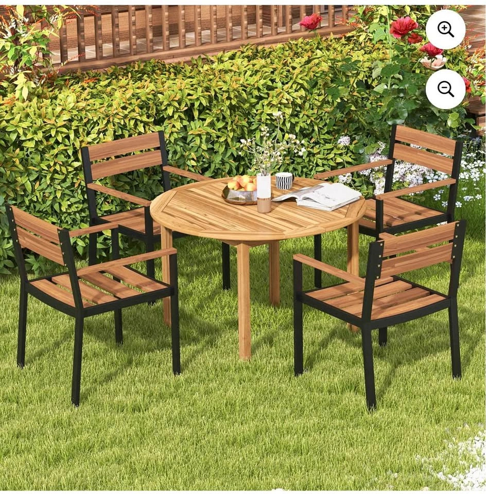 Costway Acacia Wood Round Patio Dining Table - Open Box - photo 3