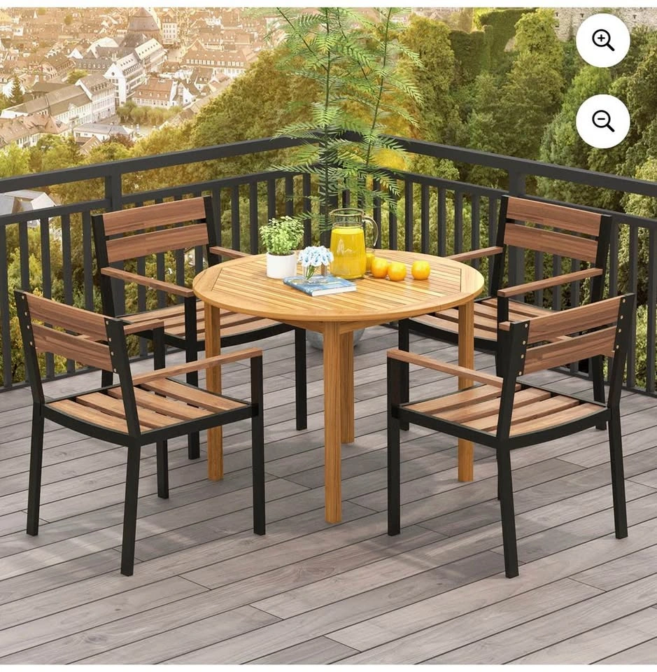 Costway Acacia Wood Round Patio Dining Table - Open Box - photo 4
