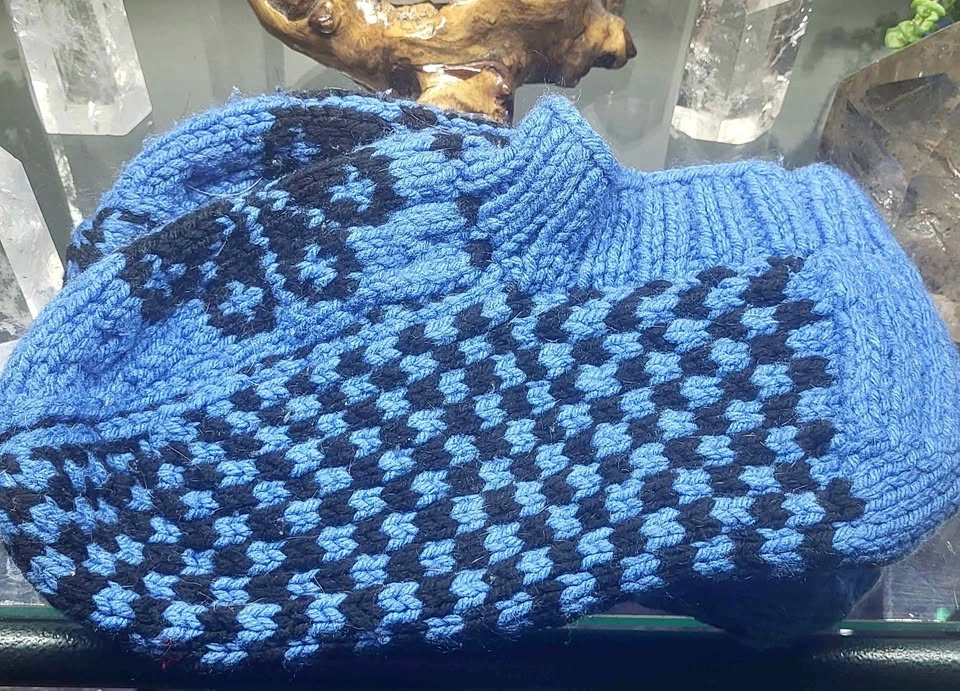 💙🖤 HAND-KNITTED NORDIC WOOL SLIPPERS ❄️