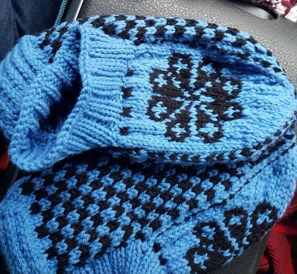 💙🖤 HAND-KNITTED NORDIC WOOL SLIPPERS ❄️ - photo 2