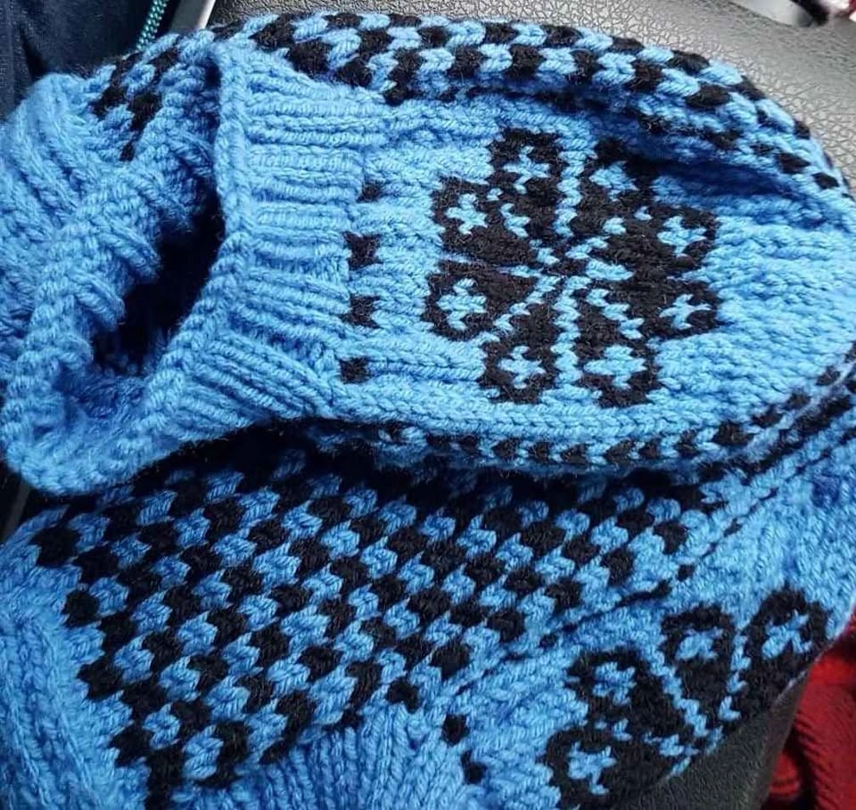 💙🖤 HAND-KNITTED NORDIC WOOL SLIPPERS ❄️ - photo 4