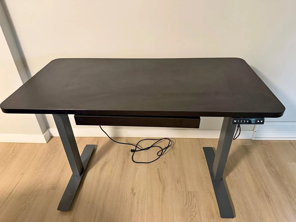 Electric Standing Desk 48" x 24" — Black — Drawer + 4 Memory Pre