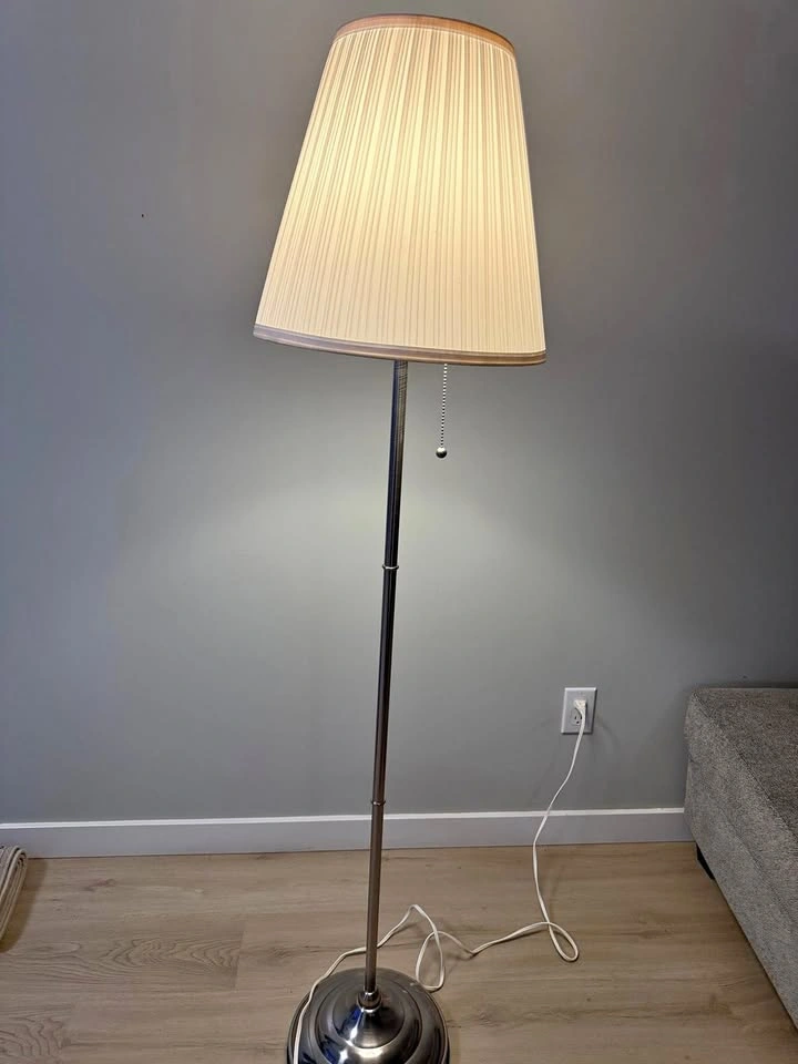 IKEA ÅRSTID Floor Lamp — Nickel/White — Excellent Condition