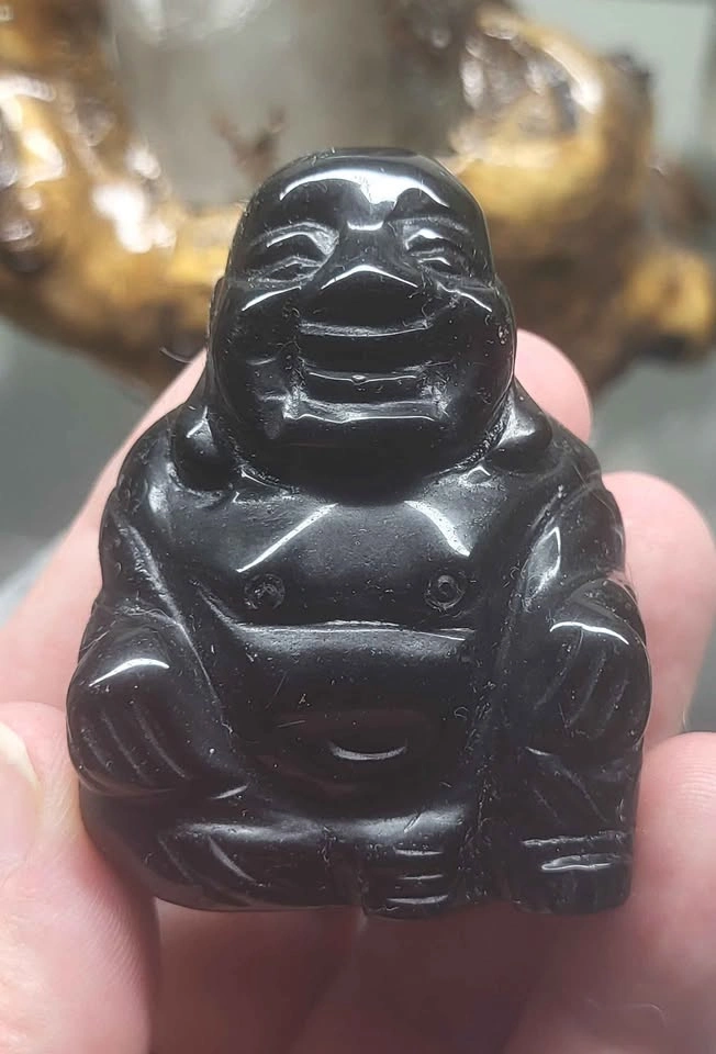 Black Obsidian Crystal Buddha - photo 2