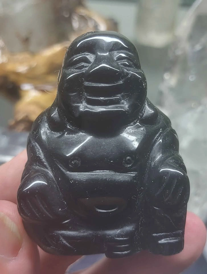 Black Obsidian Crystal Buddha - photo 3