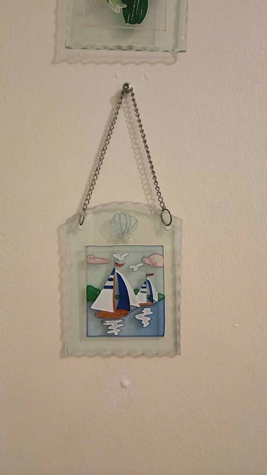 Vintage Handmade Watercolor Paint on Glass Wall Art – Set of 2 - photo 3