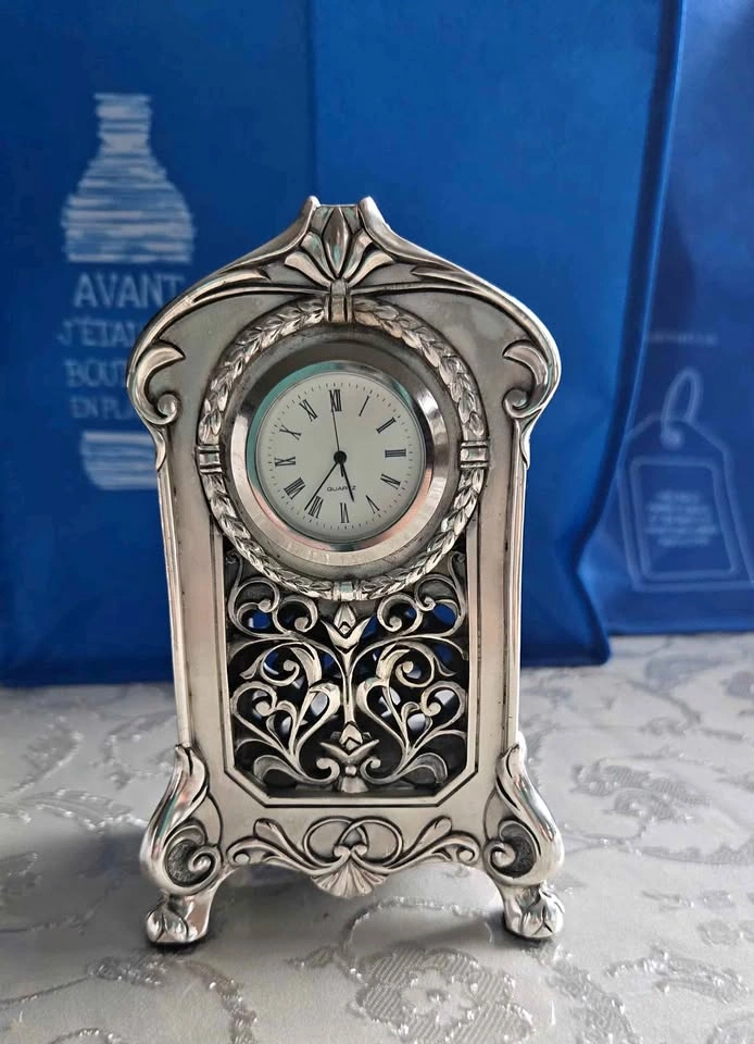 Linea Argenti Silver-plated Desk Classic Antique Clock