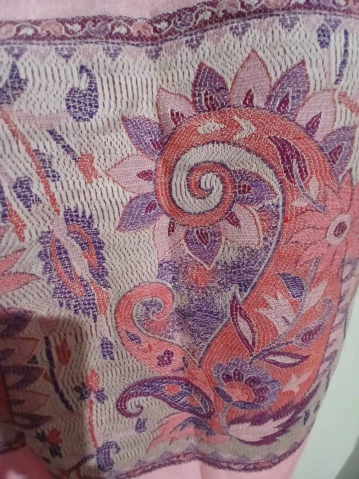 Women’s Pink Shawl – Jacquard Woven Scarf Wrap - photo 4