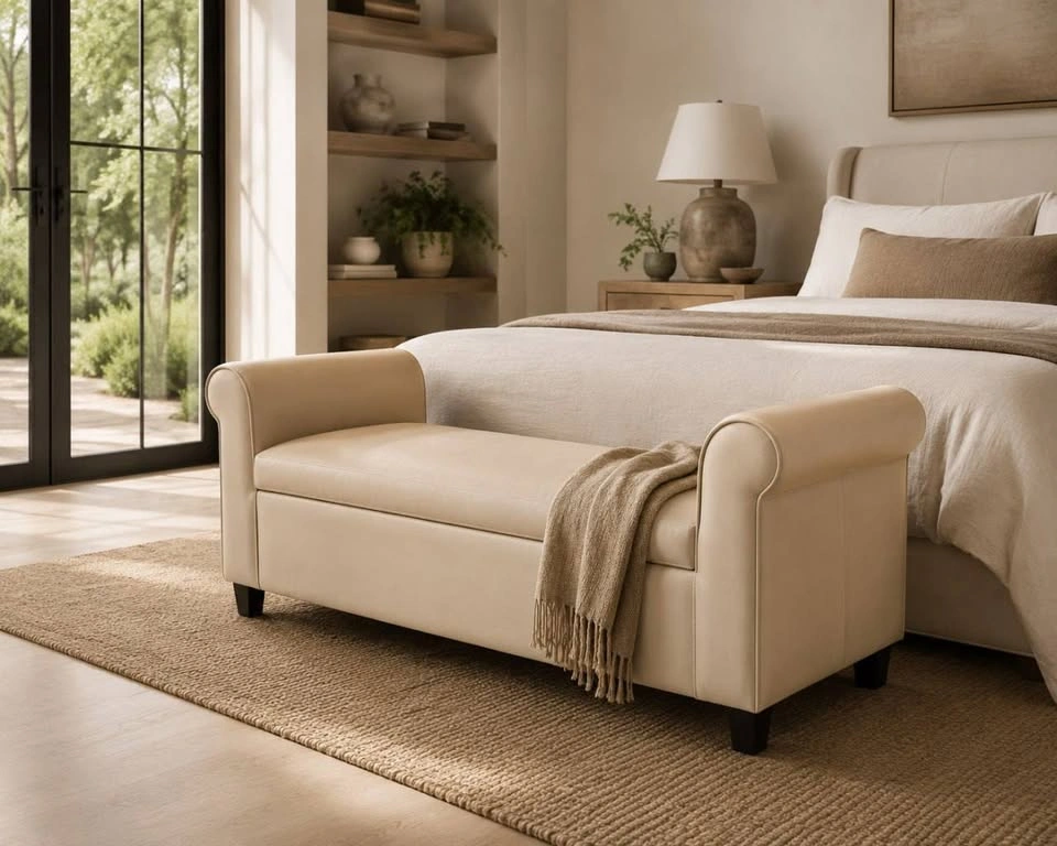 ✨ NEW | Cream Faux Leather Storage Bench ✨ - photo 2