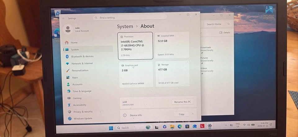 Lenovo ThinkPad T460p Laptop - Intel i7-6820HQ, 32GB RAM - photo 4