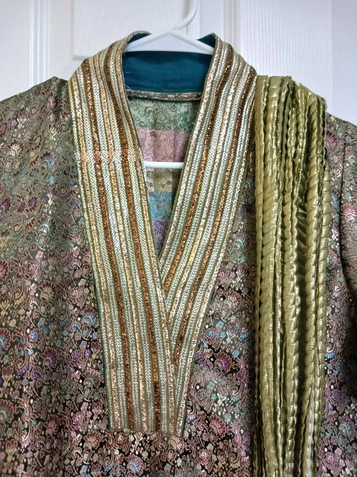 Elegant Olive & Gold Floral Brocade Long Kurti Set - photo 3