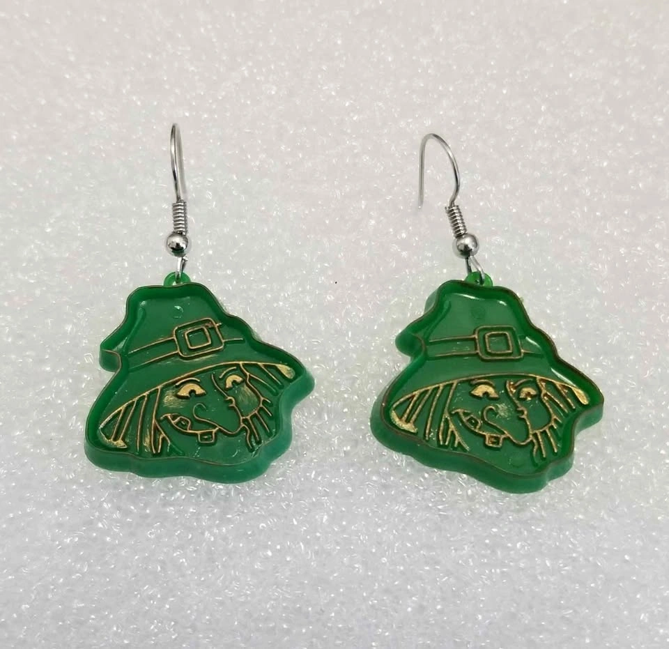 Green Witch Halloween Earrings