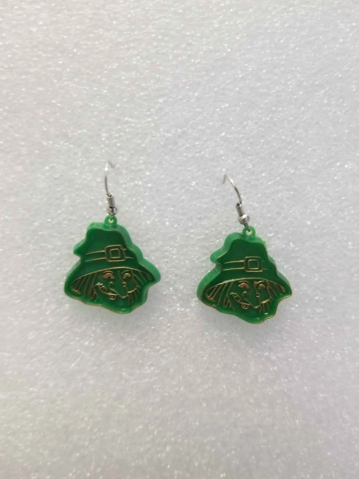 Green Witch Halloween Earrings - photo 2