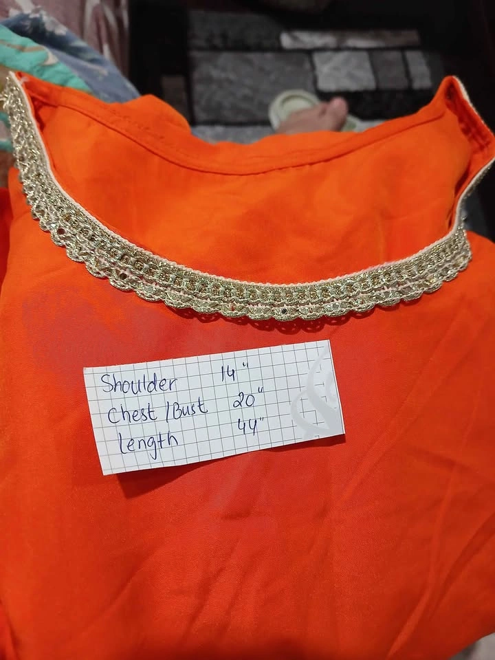 Women’s Bright Orange & Red Embroidered Dress with pajama - photo 5