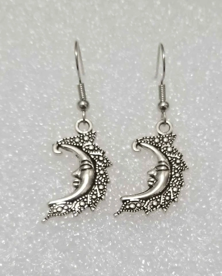 Sun or crescent moon charm earrings