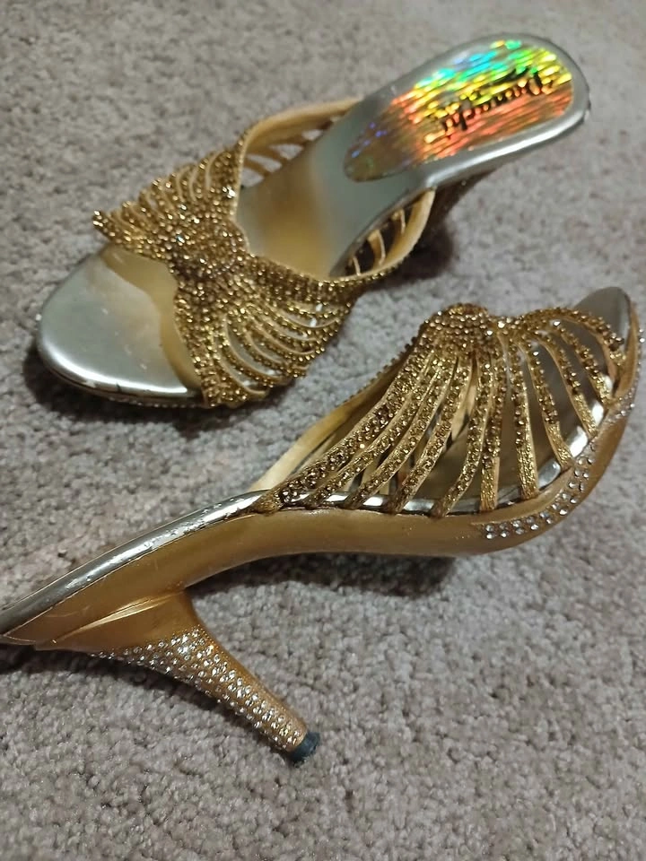 Gold Rhinestone Heels - photo 2