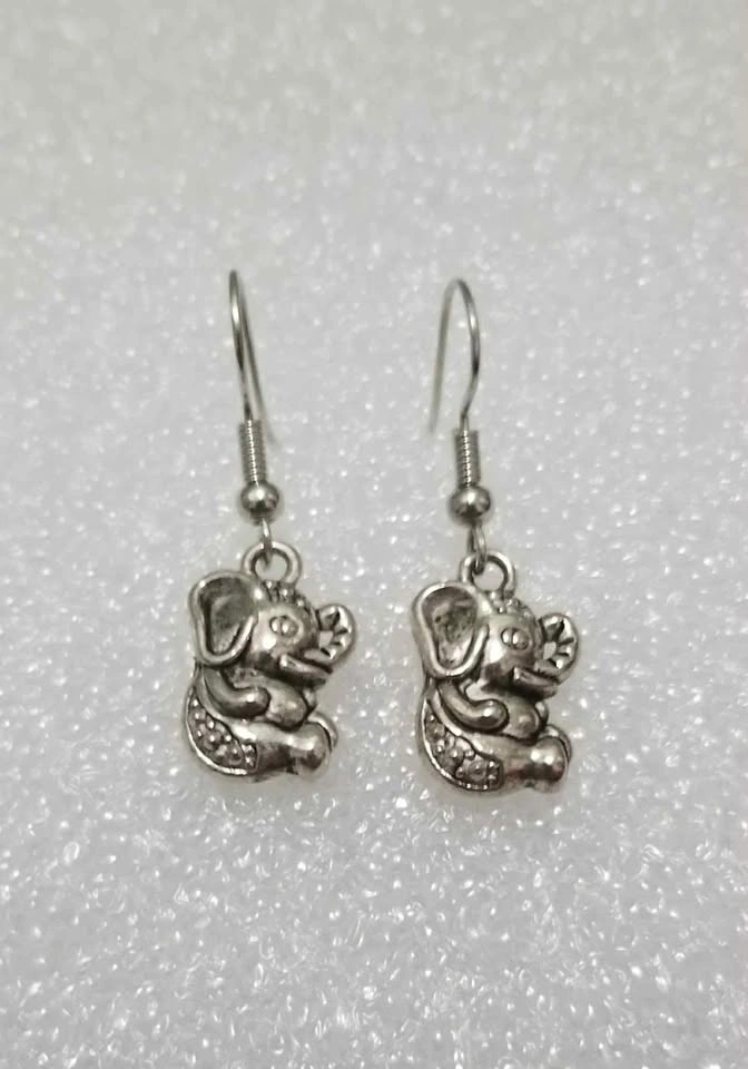 Elephant charm earrings