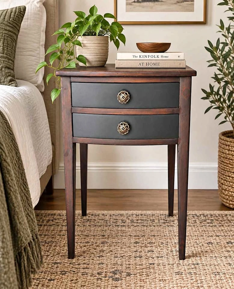 Refinished Vintage 2-Drawer Nightstand / Accent Table