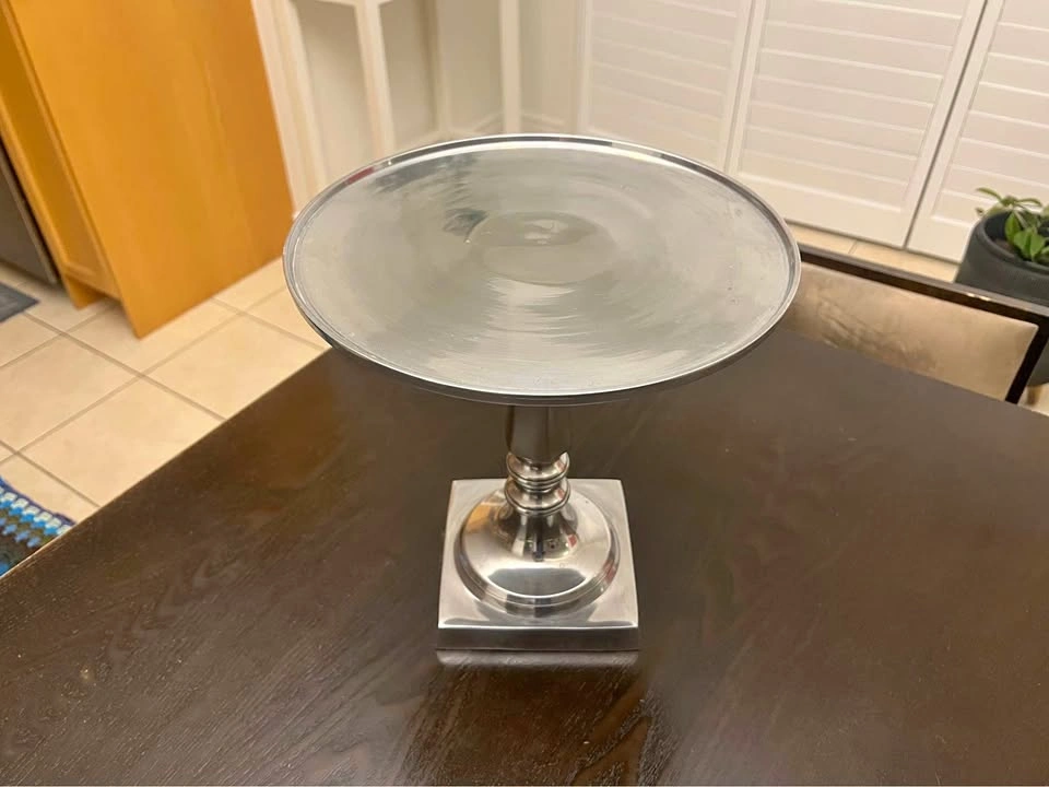 Silver Metal Pedestal Cake Stand 11.5” X 11.5”