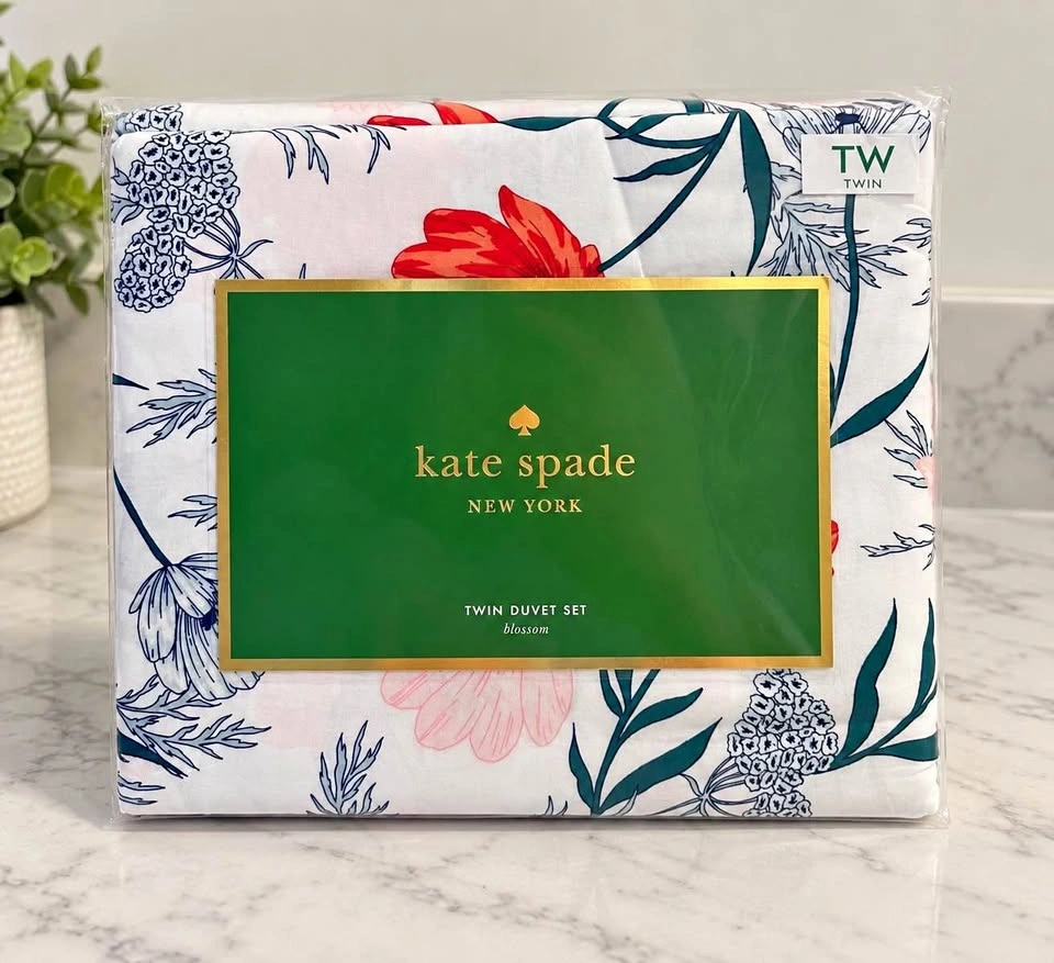 BNIB Kate Spade New York Blossom 100% Cotton Twin Duvet Set
