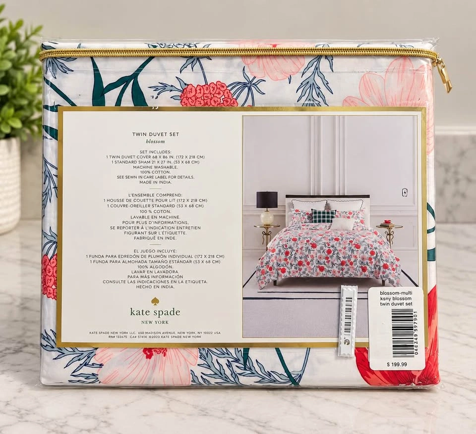 BNIB Kate Spade New York Blossom 100% Cotton Twin Duvet Set - photo 2