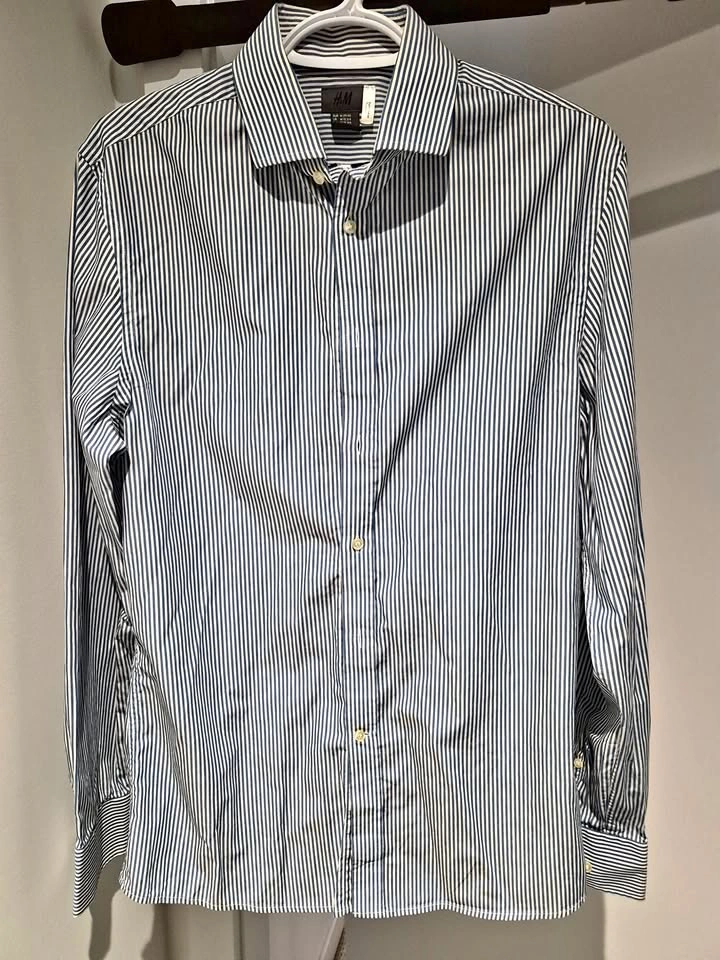 White and Blue Striped Dress Shirt