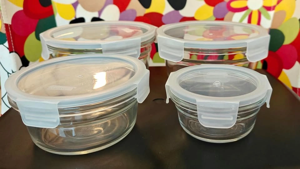 4 Glassloc Glass Storage Containers with Lids, Round - photo 2
