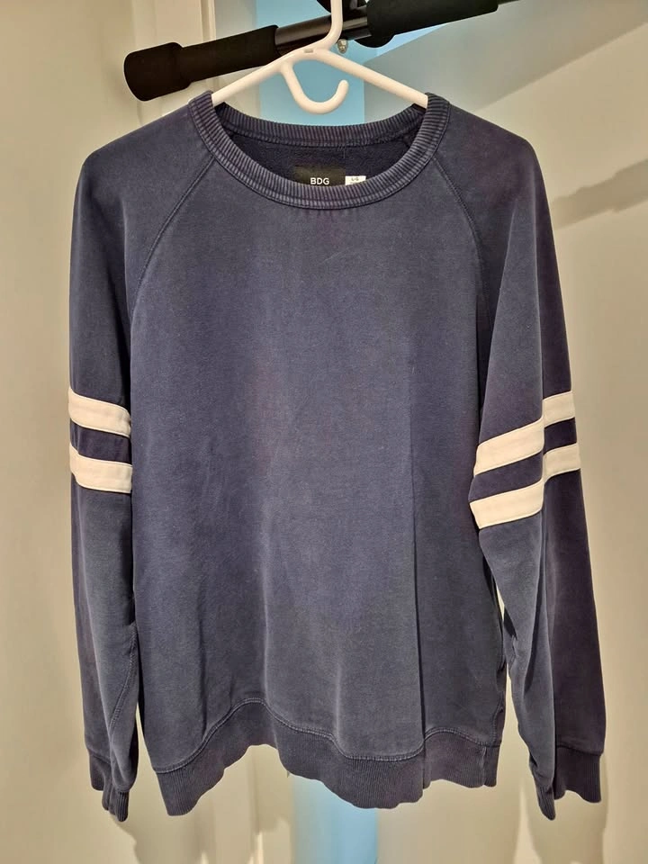 Navy Striped Crewneck Sweater