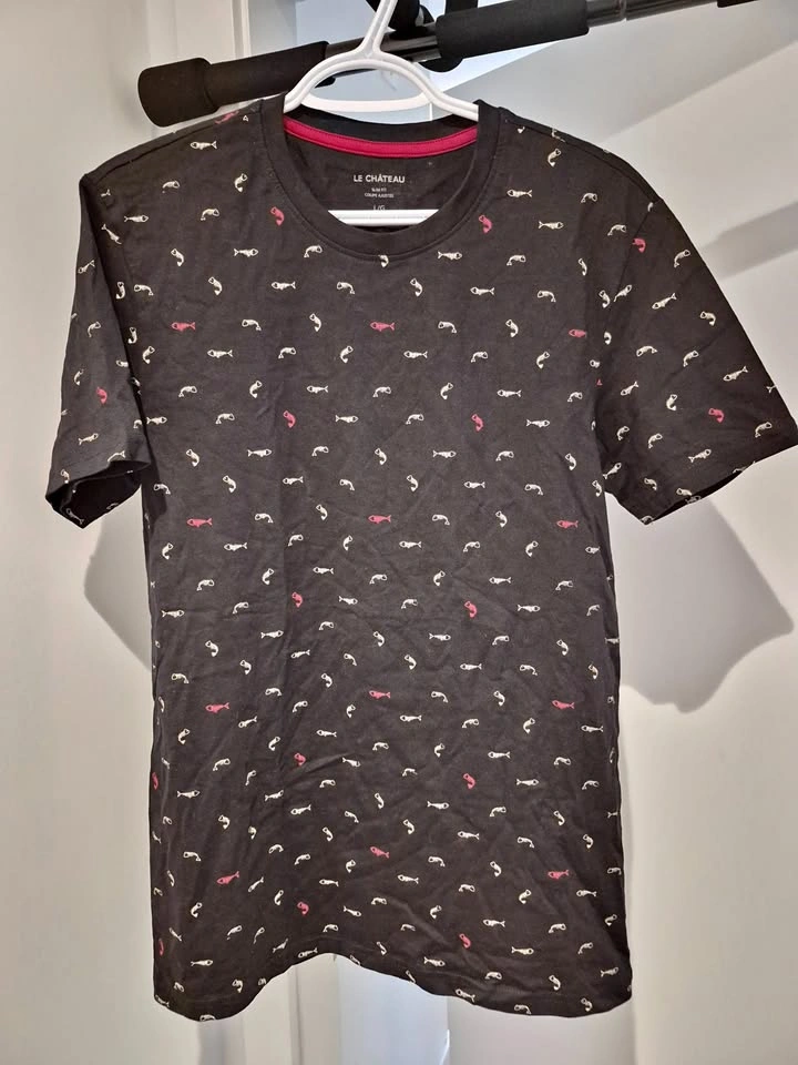 Black Fishbone Patterned T-Shirt
