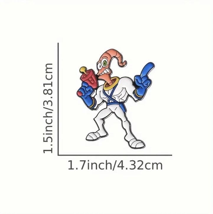 Earthworm Jim Metal Enamel Lapel Pin