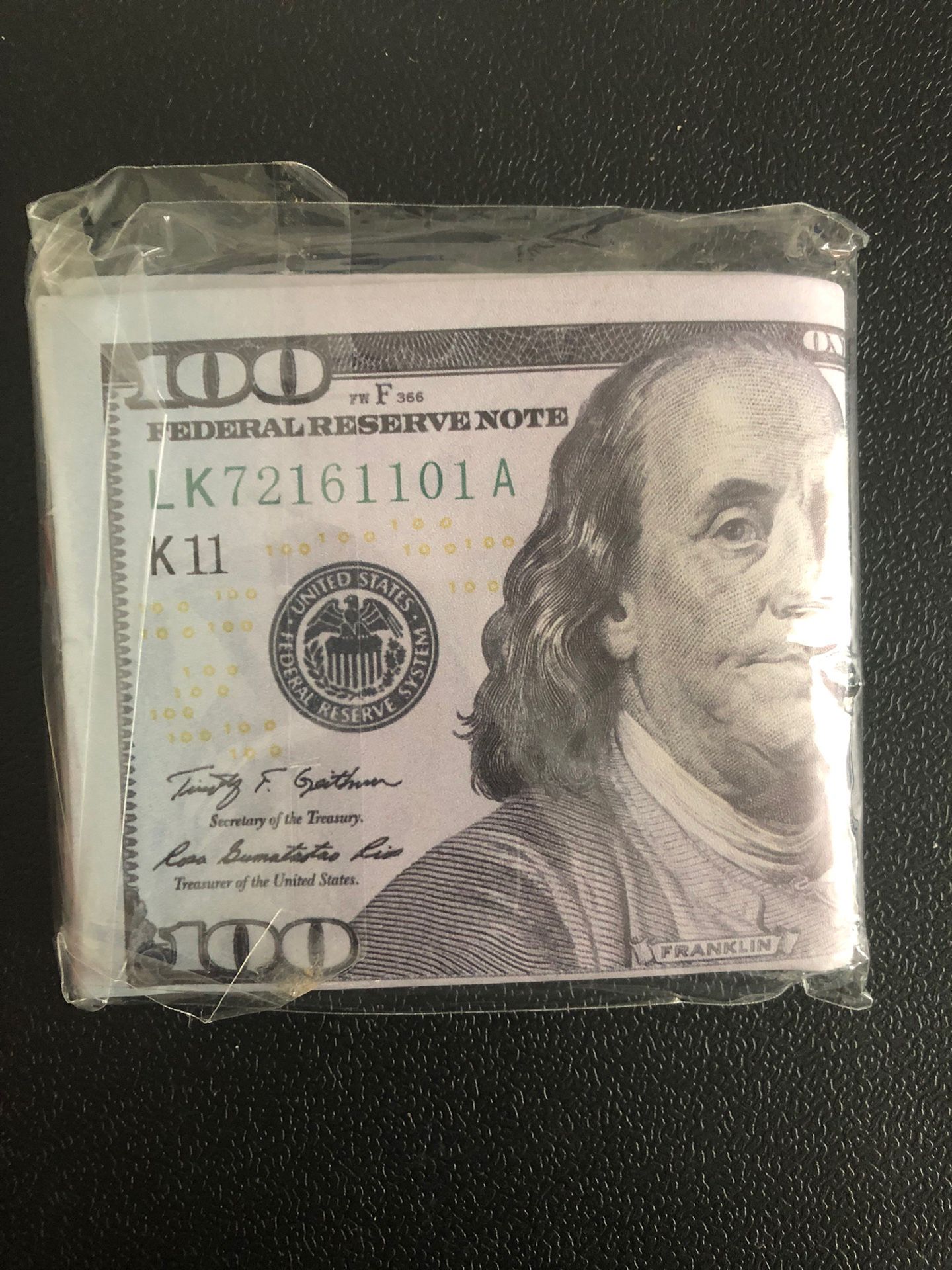 100 Dollar Bill Print Leather Wallet