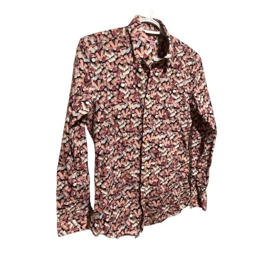 Men’s M Wine Cork Print Button Down Top - photo 2