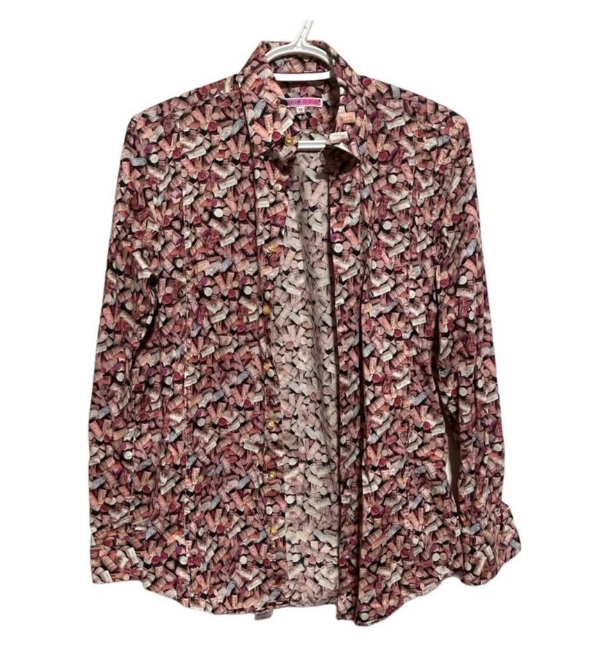 Men’s M Wine Cork Print Button Down Top - photo 3