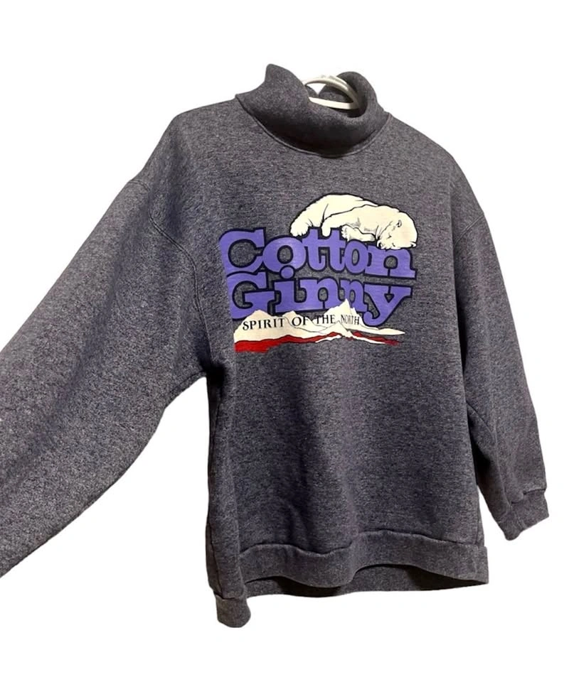 Vintage Polar Bear Graphic Cotton Ginny Spellout Mock Neck Sweat