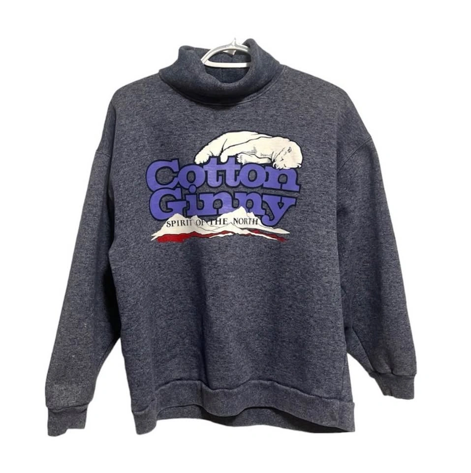 Vintage Polar Bear Graphic Cotton Ginny Spellout Mock Neck Sweat - photo 3
