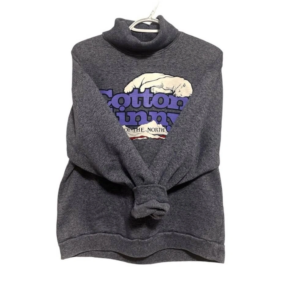 Vintage Polar Bear Graphic Cotton Ginny Spellout Mock Neck Sweat - photo 4