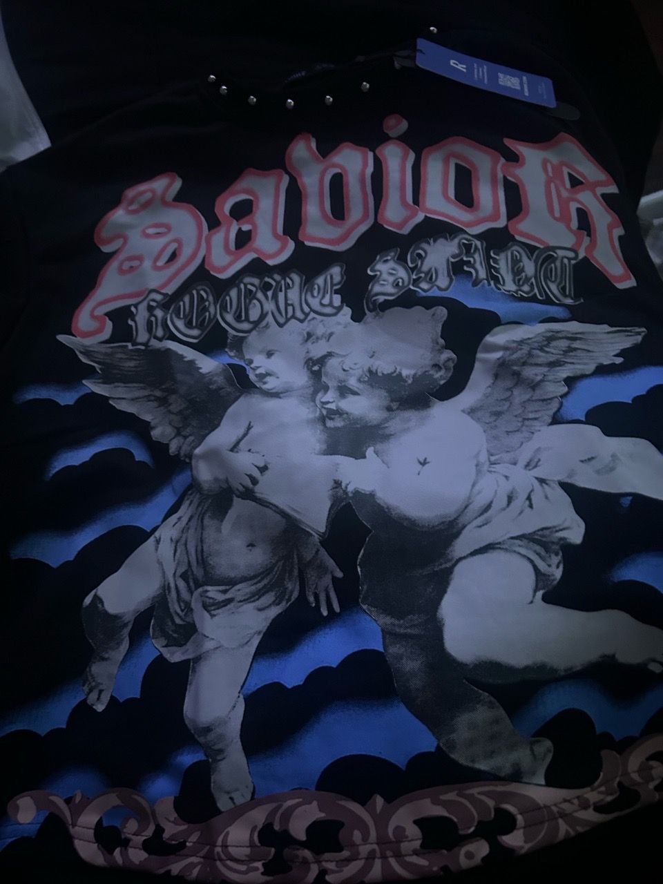 Savior Graphic T-Shirt with Angel Print